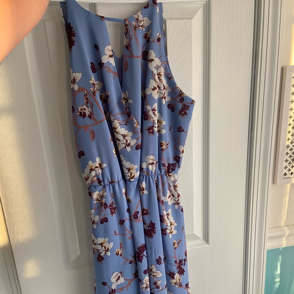 Blue floral dress | high neck with V cut | Francesca’s